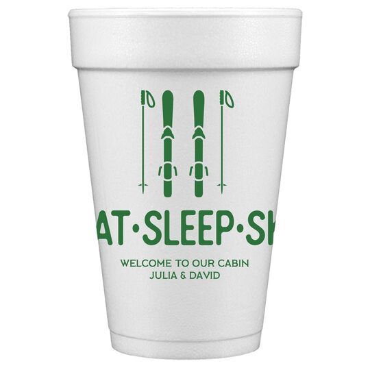 Eat Sleep Ski Styrofoam Cups