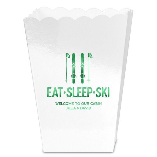 Eat Sleep Ski Mini Popcorn Boxes