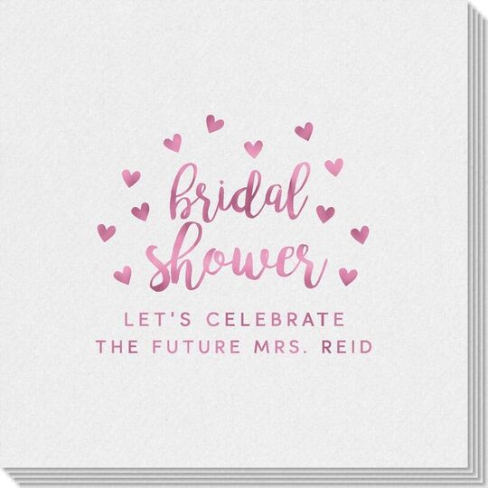 Confetti Hearts Bridal Shower Linen Like Napkins