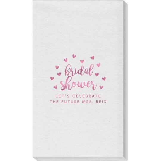 Confetti Hearts Bridal Shower Linen Like Guest Towels