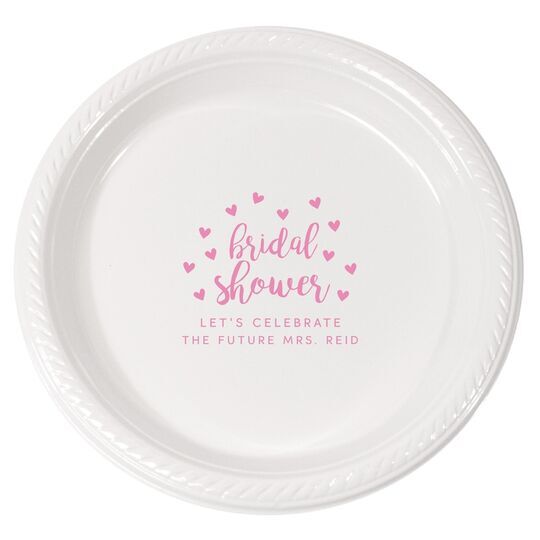 Confetti Hearts Bridal Shower Plastic Plates