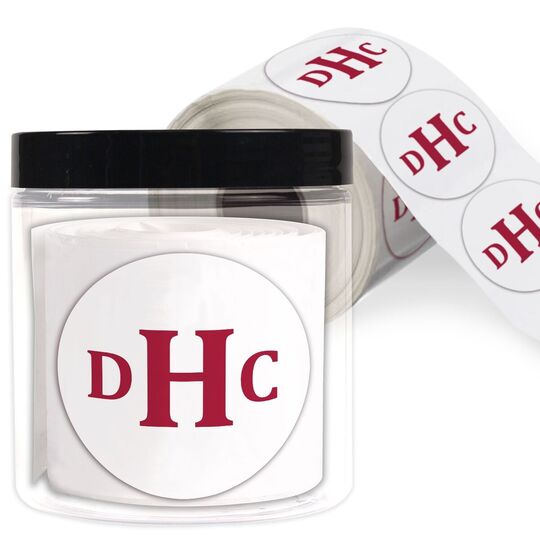 Block Monogram Round Labels in a Jar