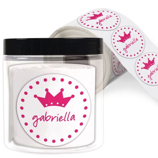 Dotty Crown Round Labels in a Jar