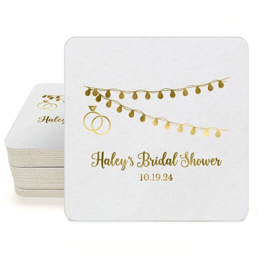 Wedding String Lights Square Coasters