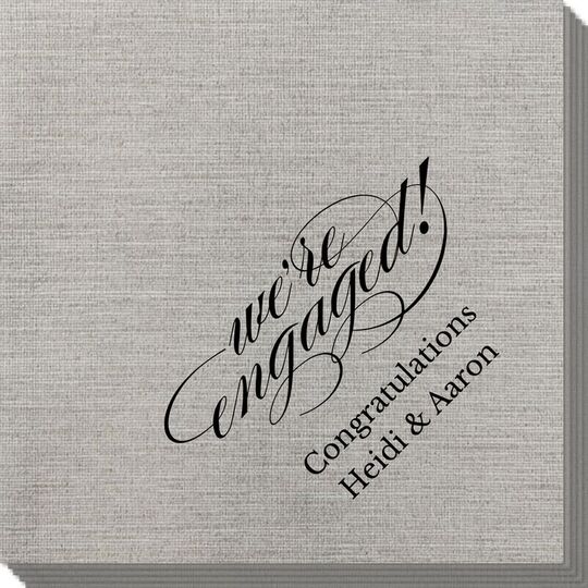 Script We're Engaged Bamboo Luxe Napkins