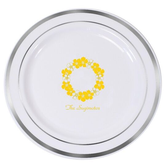 Hawaiian Lei Premium Banded Plastic Plates