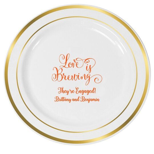 Love is Brewing Premium Banded Plastic Plates