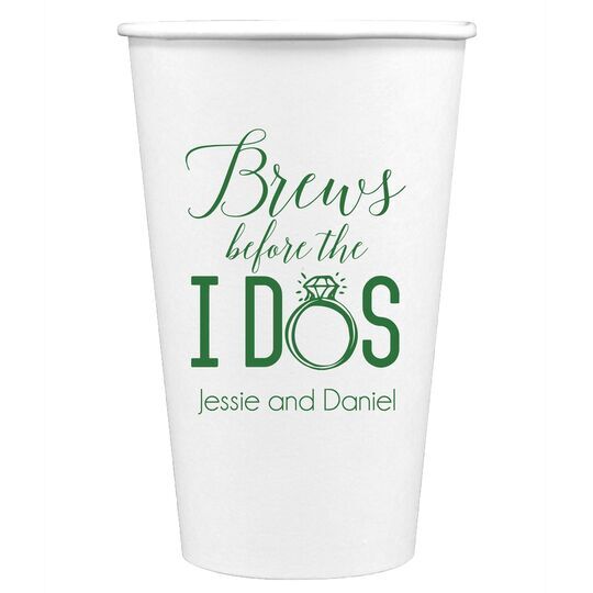 Brews Before The I Dos with Rings Paper Coffee Cups