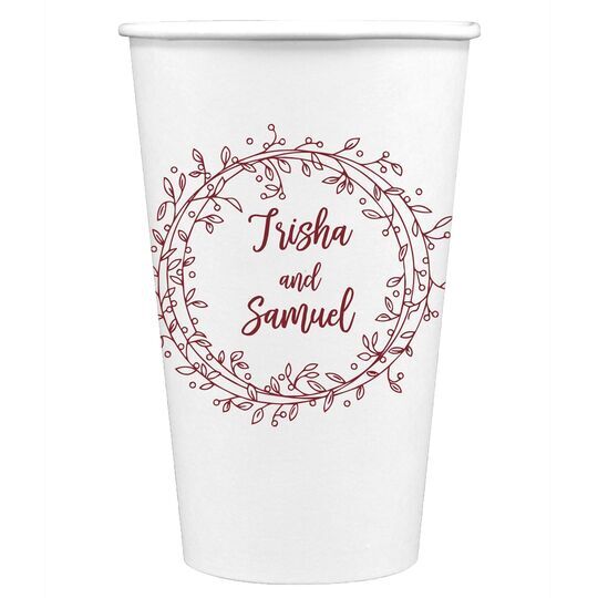 Vine Wreath Paper Coffee Cups