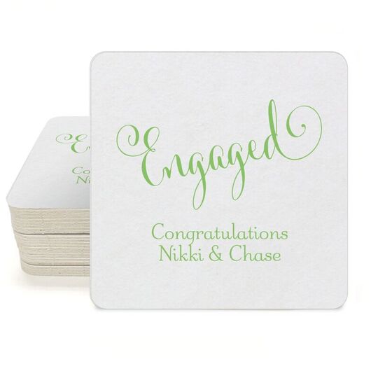 Romantic Engaged Square Coasters