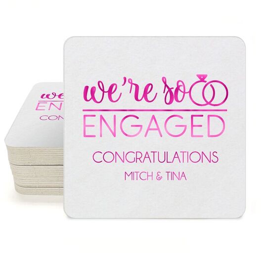 We're So Engaged Square Coasters