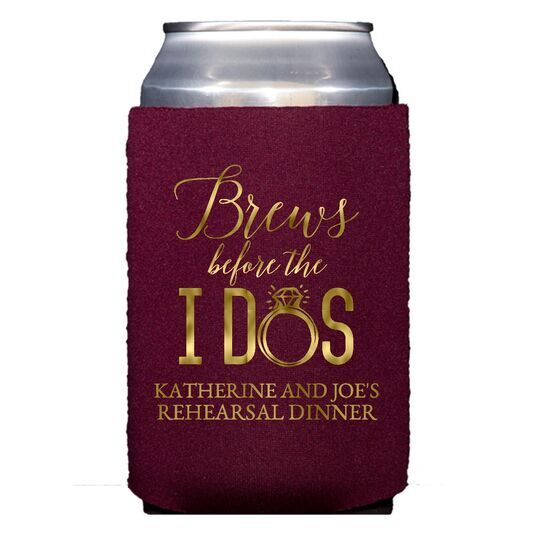 Brews Before The I Dos with Rings Collapsible Huggers