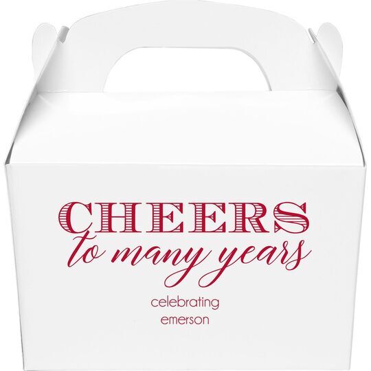 Cheers To Many Years Gable Favor Boxes