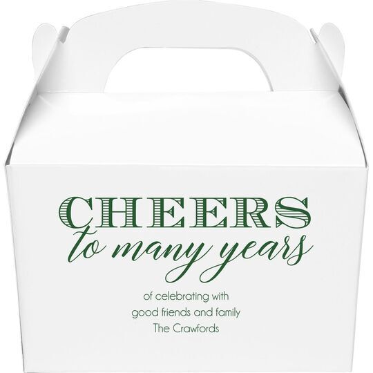Cheers To Many Years Gable Favor Boxes
