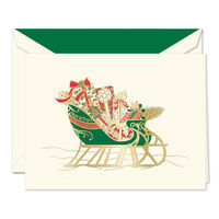 Foil Embossed Sleigh Folded Holiday Cards - Raised Ink