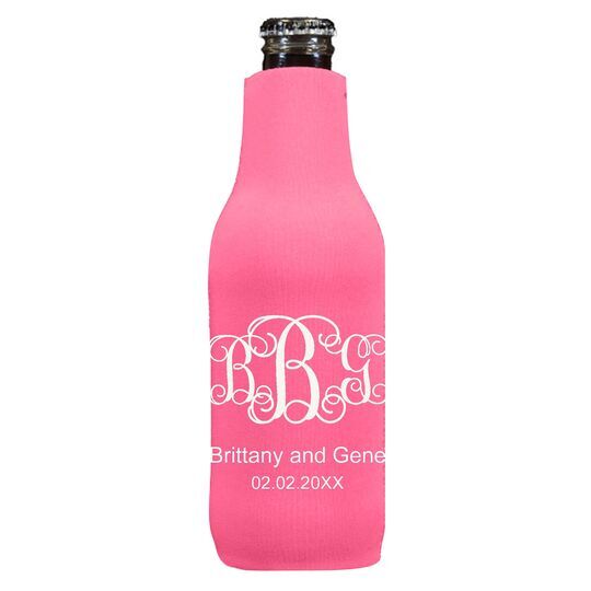 Vine Monogram with Text Bottle Huggers