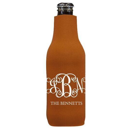 Vine Monogram with Text Bottle Huggers