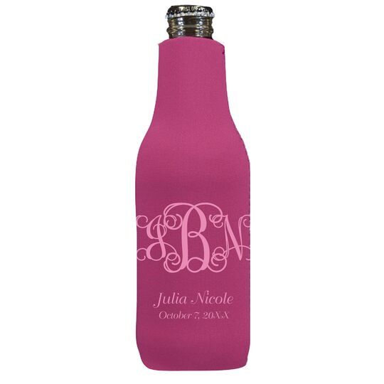 Vine Monogram with Text Bottle Huggers