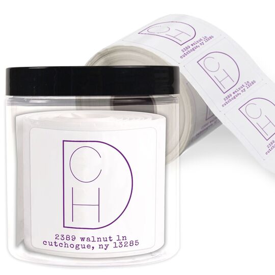 Modern Monogram Square Address Labels in a Jar