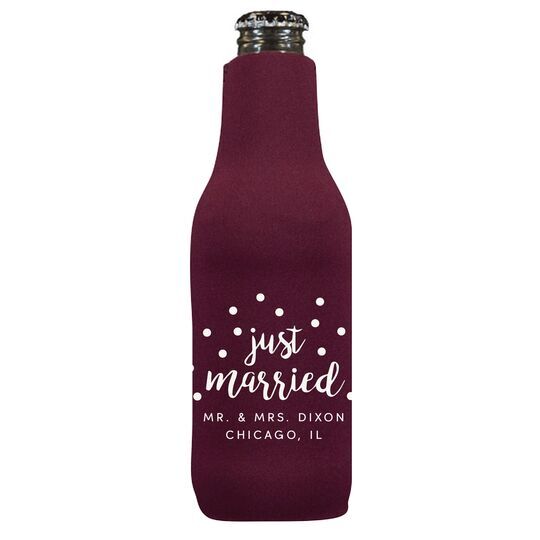 Confetti Dots Just Married Bottle Huggers