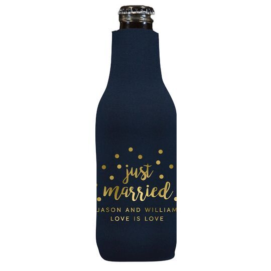 Confetti Dots Just Married Bottle Huggers