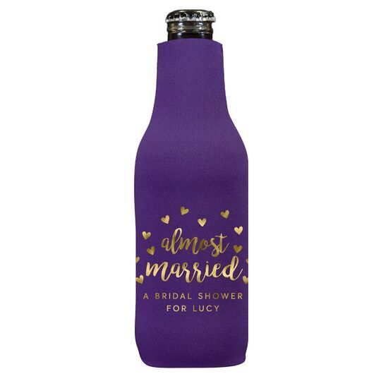 Confetti Hearts Almost Married Bottle Huggers