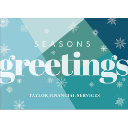 Color Block Seasons Greetings Flat Holiday Cards