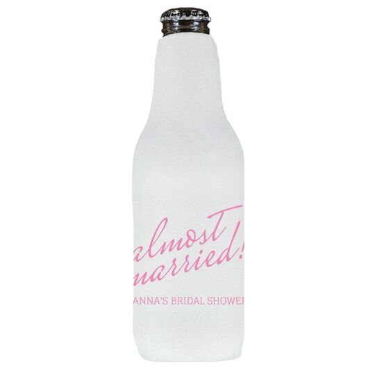 Expressive Script Almost Married Bottle Huggers