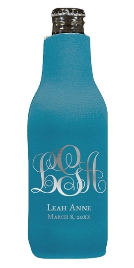 Fancy Script Monogram with Text Bottle Huggers