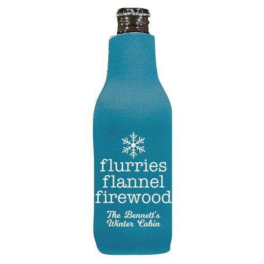 Flurries Flannel Firewood Bottle Huggers
