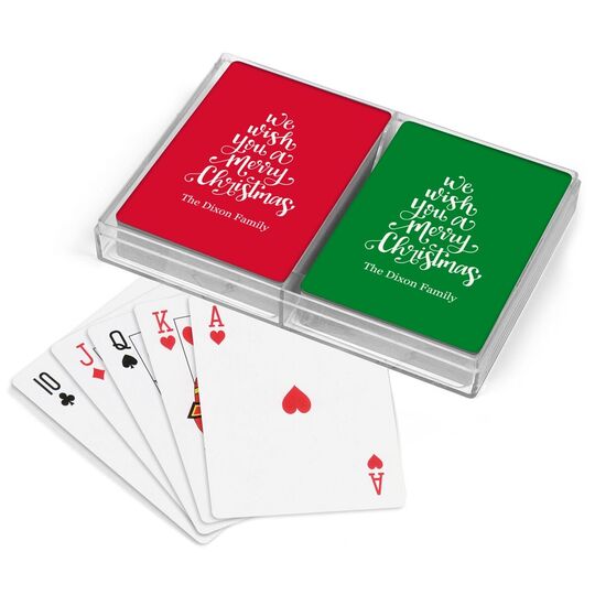 Hand Lettered We Wish You A Merry Christmas Double Deck Playing Cards