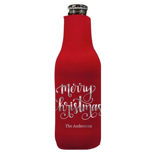 Hand Lettered Merry Christmas Bottle Huggers