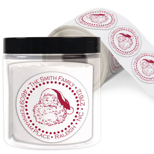 Jolly St. Nick Round Address Labels in a Jar
