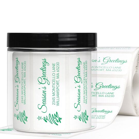 Season's Greetings Rectangle Address Labels in a Jar