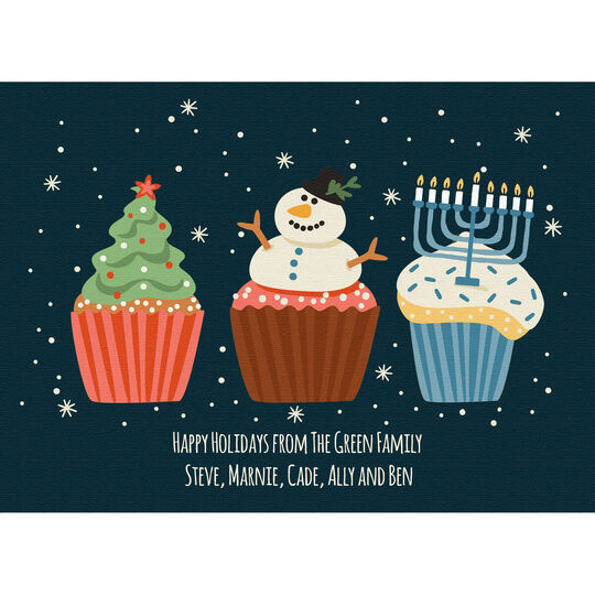 Chrismukkah Cupcakes Flat Holiday Cards