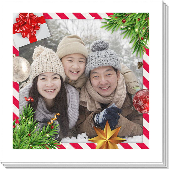 Candy Cane Frame Photo Napkins