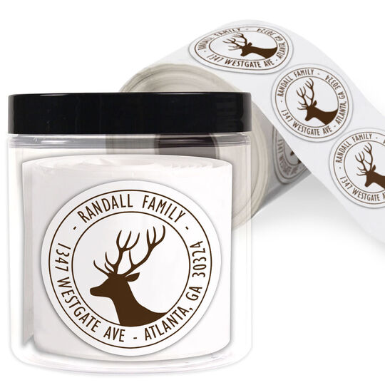 Deer Silhouette Round Address Labels in a Jar