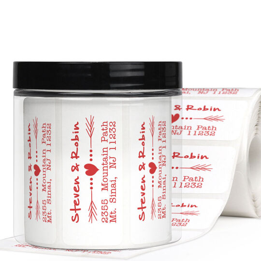 Heart Arrow Rectangle Address Labels in a Jar