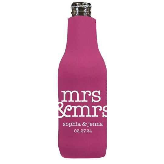 Stacked Happy Mrs & Mrs Bottle Huggers