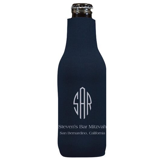 Shaped Oval Monogram with Text Bottle Huggers