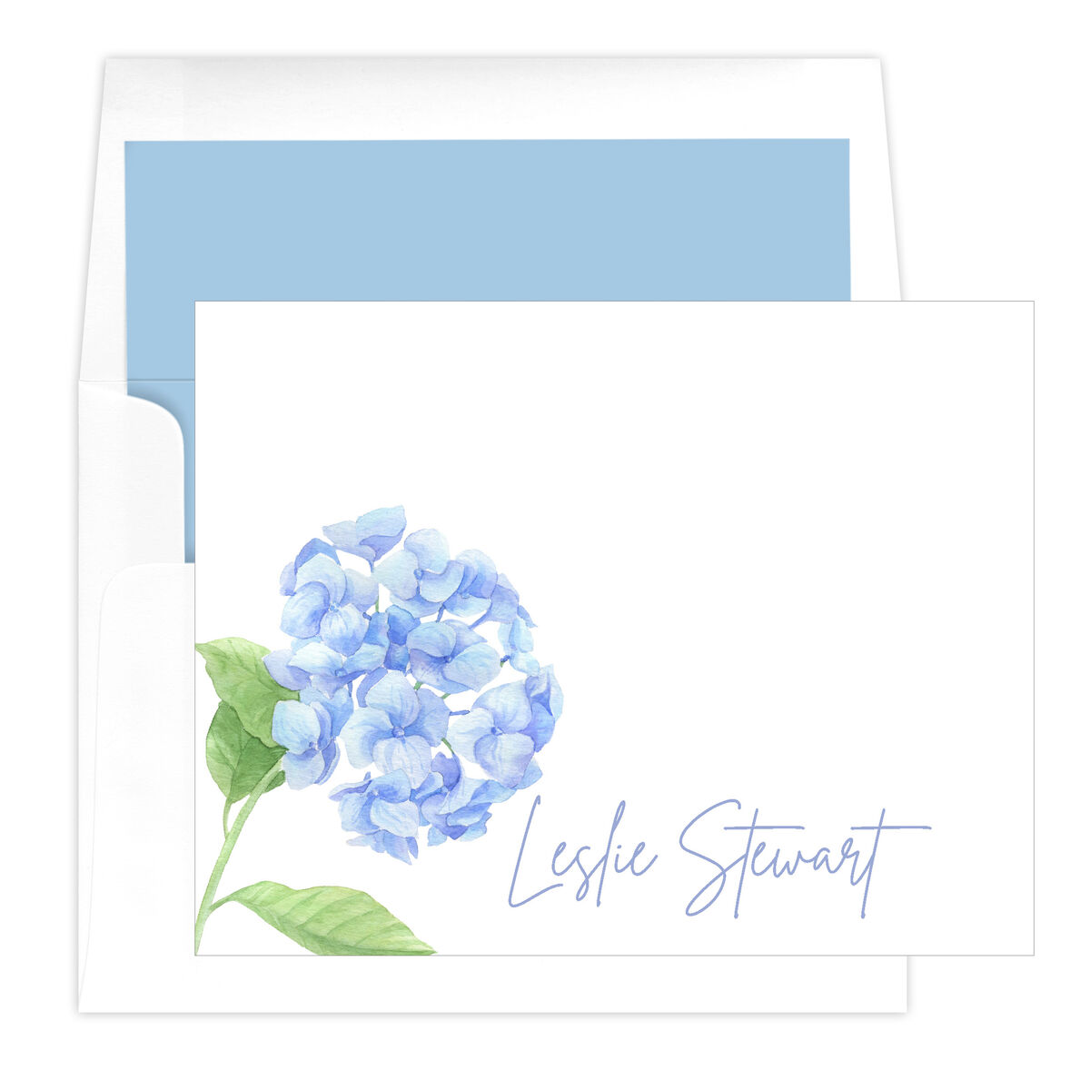 Blue Hydrangea Bloom Folded Note Cards