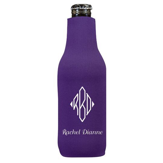 Shaped Diamond Monogram with Text Bottle Huggers