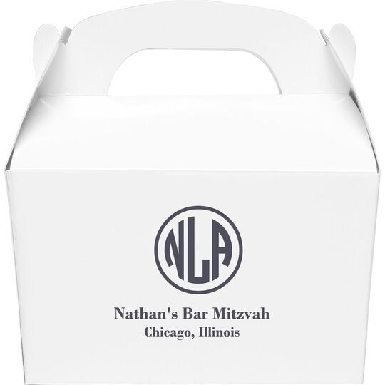 Framed Rounded Monogram with Text Gable Favor Boxes