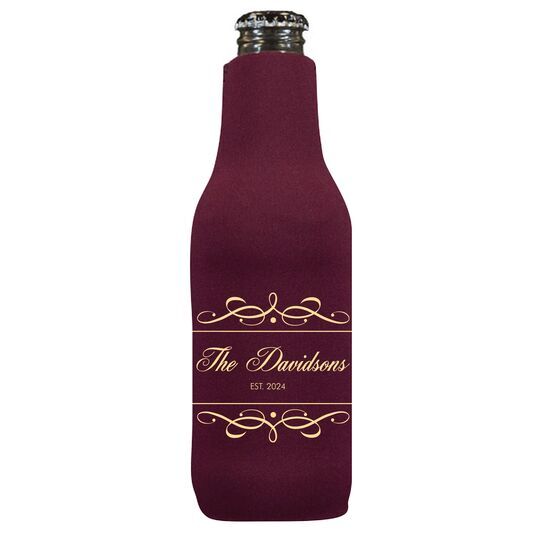 Royal Flourish Framed Names and Text Bottle Huggers