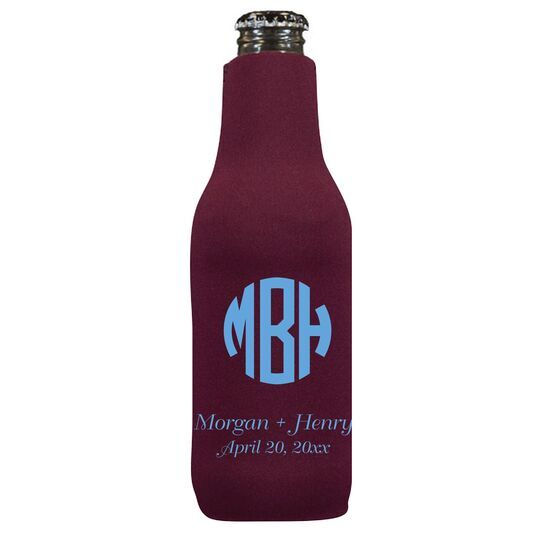 Rounded Monogram with Text Bottle Huggers