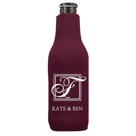 Pick Your Single Initial Monogram with Text Bottle Huggers