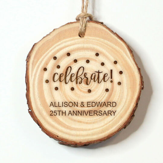 Confetti Dot Celebrate Real Wood Ornament