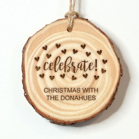 Confetti Hearts Celebrate Real Wood Ornament