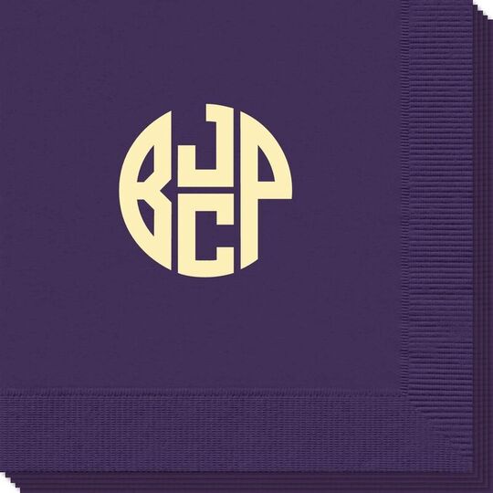 4 Initial Rounded Monogram Napkins