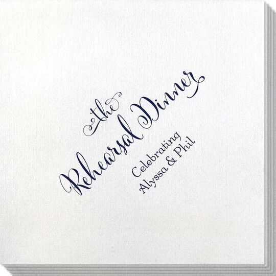 Curly Script Rehearsal Dinner Bamboo Luxe Napkins